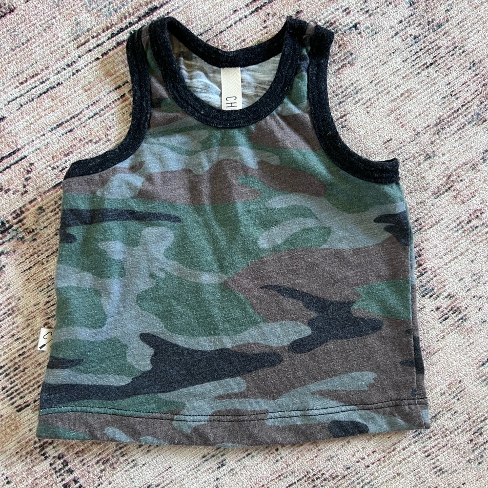 Childhood clothing ringer tank top in camo size 6 to 12 months